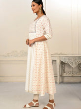 White Colour cotton hand print kurti with vibrant patterns-MLWSHKT8008WHT